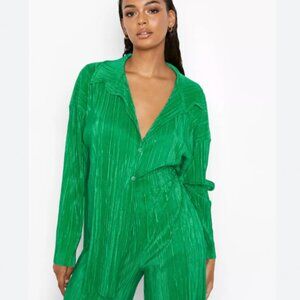 Kelly Green Plisse Loungewear Set | Pepper mayo